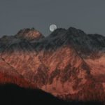 Mountain Ranges - Full Moon Behind Mountains